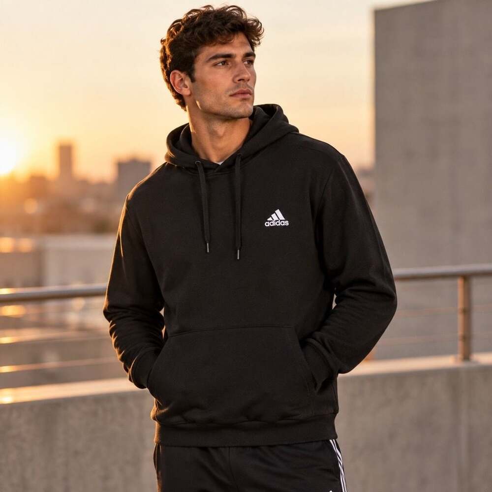 Adidas Feel Cozy Fleece Hoodie Size 2XL Black Pullover Sweatshirt